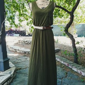 Green Cotton Maxi Dress
